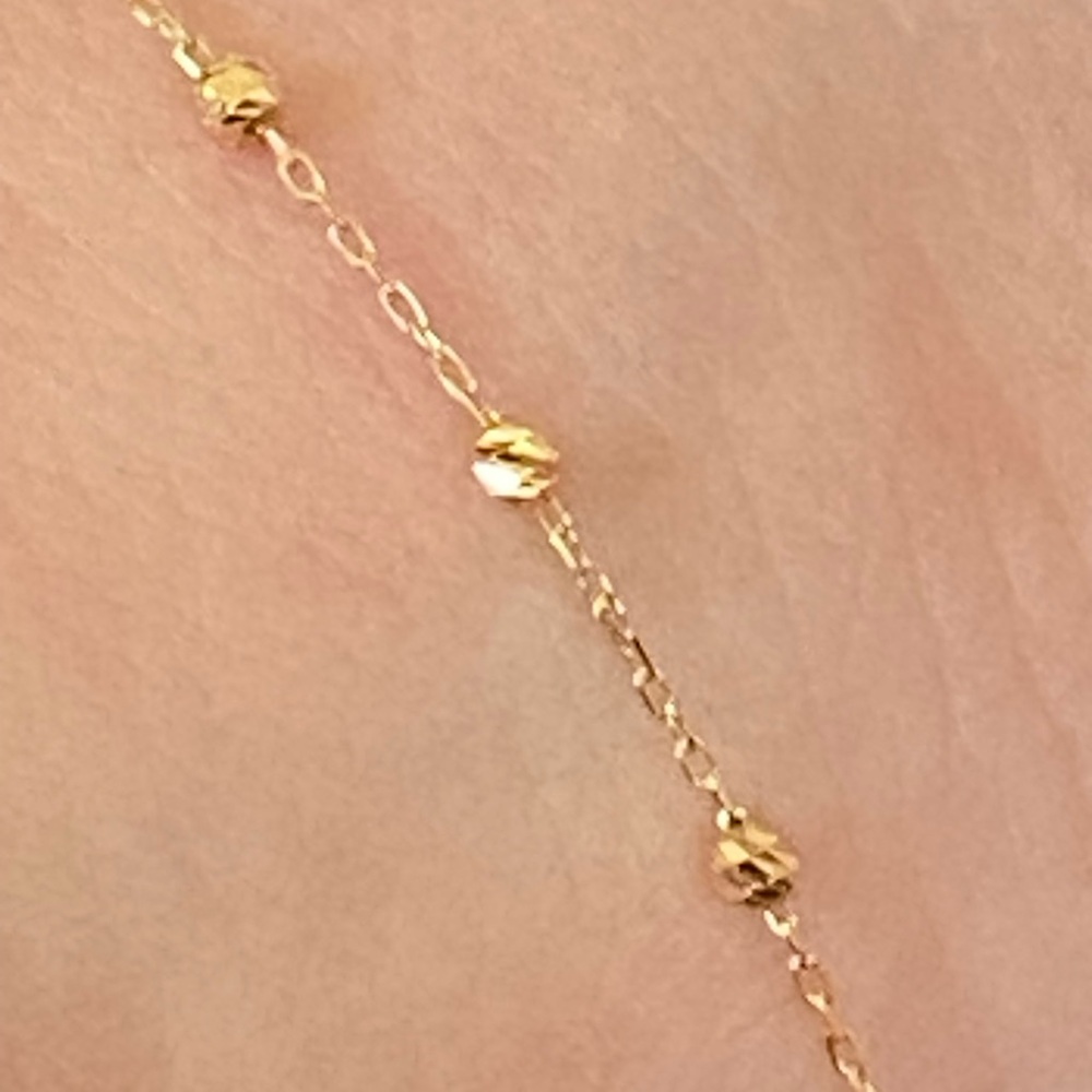 18kt solid lightweight stationed anklet adjustable - Picture 2 of 6